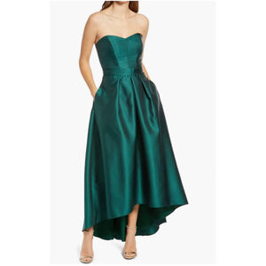NWT Strapless High/Low Ballgown Emerald green Alfred Sung SZ 6
